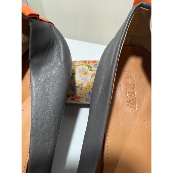 J. Crew Women's Anya Cap-Toe Ballet Flat Leather Grey Orange Size 8.5 - Picture 6 of 8